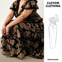 Robe longue noire florale grande taille pour femme 2026, élégante, col en V, garniture en dentelle, taille peplum, robe courte à taille naturelle, usine OEM/ODM