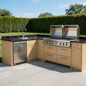 Cocinas Exteriores de Madera Sólida de Estilo Europeo Moderno Personalizadas con Revestimiento - Product Image 5