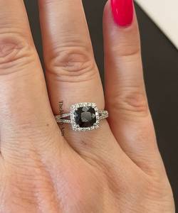 <b>Black</b> Spinel <b>Ring</b> Sterling <b>Silver</b> Halo Engagement <b>Ring</b> Cushion Cut Natural <b>Black</b> <b>Stone</b> Jewelry Gift for Her - Product Image 6