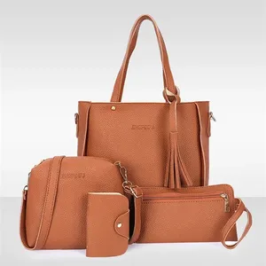 Ensemble de 4 sacs à bandoulière pour femmes, sacs à bandoulière en cuir à motifs - Product Image 1