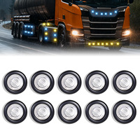 10PCS 3/4" 2LED Feux de position latéraux ronds bicolores ambre + bleu avec connecteur bullet, 12V, IP67
