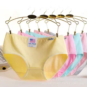 YCH-ropa interior clásica de cintura media para niña, bragas de entrepierna de algodón de color sólido con triángulo esquinero