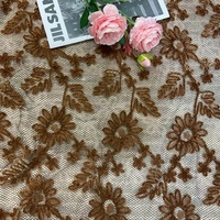 OEM ODM Tissu de broderie florale 3d infroissable Tissu de broderie à paillettes en polyester 100% de luxe pour robe