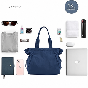 Sac à bandoulière en nylon léger pour femme de 18 L, sac fourre-tout, sac de shopping à cordon latéral pour l'entraînement, la plage et les voyages - Product Image 2