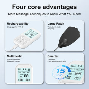 Equipo de fisioterapia TENS/EMS/<span class=keywords><strong>MAS</strong></span> máquina de masaje de unidad TENS inalámbrica masajeador corporal de alivio de fatiga de pulso bajo de doble canal - Product Image 4