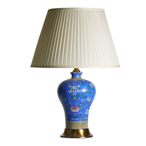Petite lampe de table en céramique jaune impériale Famille Rose à motif floral, style palais, lampe de chevet pour chambre à coucher - Product Image 6