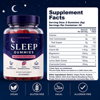 Gummies pour le sommeil sans mélatonine LIFEWORTH OEM ODM |   Gommes végétaliennes à la pectine avec magnésium et L-théanine |   Vente en gros de marques privées