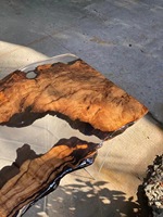 Table en résine époxy transparente, ornement en bois de sapin clair, pour meubles de salle à manger, vente en gros
