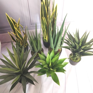 Simulación de planta Natural de plástico, hojas verdes, bonsái Artificial, pequeño en maceta, planta de <span class=keywords><strong>Agave</strong></span>, seda falsa, decoración del hogar - Product Image 3