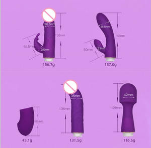 Luxus 4 in 1 Vibrator AV <span class=keywords><strong>Wand</strong></span> <span class=keywords><strong>Massage</strong></span> gerät Kaninchen G-Punkt Dildo vibratoren mit Köpfen Wechselbarer Vibrator für Frauen Männer - Product Image 5