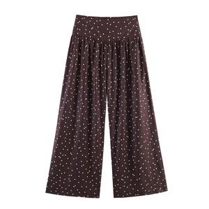 Pantalon ample plissé à pois pour femme, coupe décontractée, modèle 2026 - Fabrication OEM/ODM par une usine de vêtements chinoise - Style vintage - Product Image 1