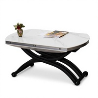 Table basse et table à manger 2-en-1 multifonctionnelle en métal, design rond moderne, pour petit appartement, salon