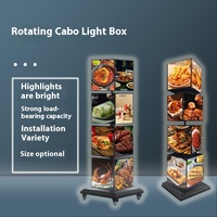 Boîte à lumière LED à cadre en aluminium avec réglage automatique de la luminosité, faible luminosité, rotation verticale, pour porte de magasin, carrée à quatre faces, pour sol