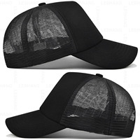 Gorra de béisbol de malla de 5 paneles con visera curva de alta calidad, lisa, en blanco, para bordado personalizado de logotipo, gorras trucker de algodón de dos tonos.