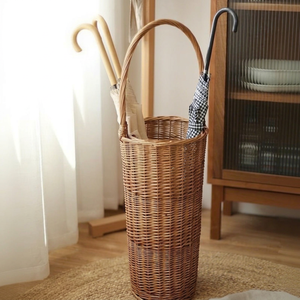 Soporte para Sombrillas de Bambú Tejido, Estilo Único, Sostenible y Moderno, para Pasillo, Entrada, Interior y Exterior, Cesta de Almacenamiento Alta, Organizador para el Hogar - Product Image 1