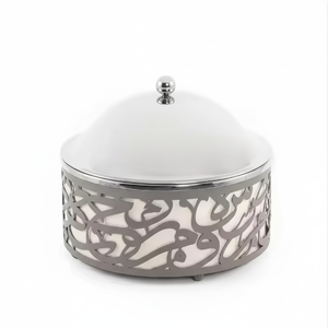 Réchauffeur de nourriture de table en métal de conception traditionnelle de casserole de marmite de finition enduite de poudre de serveur de nourriture en acier arabe - Product Image 1