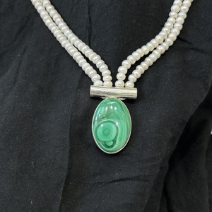 สร้อยคอมรกตและไข่มุกน้ำจืดที่มีความต้องการสูงเครื่องประดับอัญมณีสำหรับงานแต่งงานของเด็กผู้หญิงและของขวัญวันครบรอบ - Product Image 5