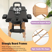 Bas prix Portable Salon de beauté Spa Table de Massage réglable en hauteur pliant 3 sections lit de Massage des cils en bois