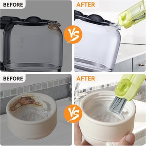 Ensemble de 3 brosses de nettoyage en silicone pour couvercle de tasse et espace entre les bouteilles Nettoyeur de fentes multifonctionnel avec poignée en plastique - Product Image 5