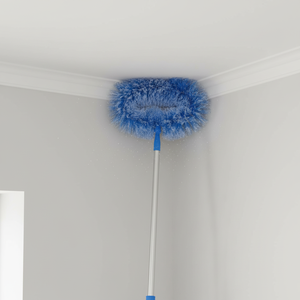 Brosse de nettoyage robuste pour toiles d'araignées au sol, avec manche extensible en PP, dépoussiéreur écologique pour coins et recoins - Product Image 1