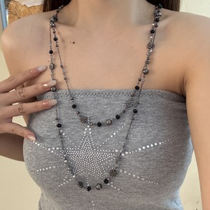 Kalung Choker Panjang Berlapis Perak dengan Manik-manik Gaya <span class=keywords><strong>Retro</strong></span> Y2K, Rantai Tulang Selangka Desain Kupu-kupu Budha, untuk Pemakaian Sehari-hari Wanita - Product Image 1