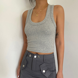 Canotte da <span class=keywords><strong>donna</strong></span> con Logo personalizzato all'ingrosso in <span class=keywords><strong>cotone</strong></span> estivo nuovo stile <span class=keywords><strong>canotta</strong></span> sportiva da <span class=keywords><strong>donna</strong></span> senza maniche <span class=keywords><strong>canotta</strong></span> a coste <span class=keywords><strong>donna</strong></span> - Product Image 2