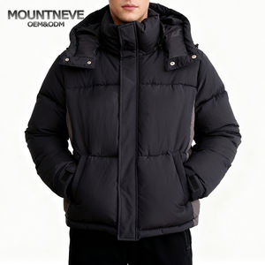 면 패딩 재킷 스탠드 프론트 친환경 방풍 후드 디자인 컬러 블록 맞춤형 일상 따뜻함 캐주얼 사용 겨울용 - Product Image 1