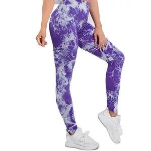 2022 kadınlar yüksek bel sıkıştırma dikişsiz yoga pantolon hızlı kuru batik ezme aktif çiçek tayt