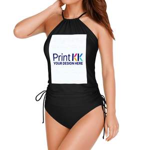 Ensemble Tankini Réversible Personnalisé pour Femme, Motif Floral Uni, Bandeau et Bas String, Grande Taille XXL, Fabriqué aux États-Unis - Product Image 3