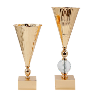 Vase trompette doré en métal pour petites compositions florales, décoration de table de mariage, vente en gros <span class=keywords><strong>LuJa</strong></span> XMD-1088E - Product Image 3