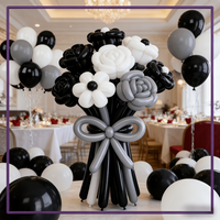 Kit d'arche de guirlande de ballons en latex noir, blanc et gris de 10 pouces pour la remise des diplômes, les anniversaires, les mariages, les baby showers, les décorations de fête