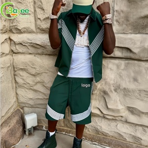 Ensembles <span class=keywords><strong>streetwear</strong></span> personnalisés pour hommes, été, deux pièces, chemise et short, ensemble coupe-vent, survêtements surdimensionnés à séchage rapide pour hommes - Product Image 1