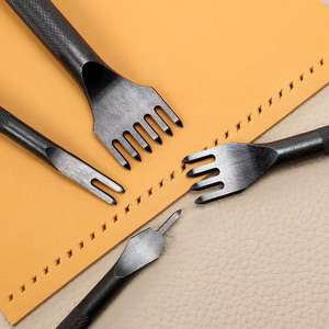 Lot de 4 poinçons à languettes en acier de qualité industrielle <span class=keywords><strong>pour</strong></span> cuir, avec poignée antidérapante, <span class=keywords><strong>pour</strong></span> le bricolage et l'artisanat - Product Image 6