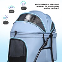 Poussette pliable légère à double couche et quatre roues pour chiens et chats de petite et moyenne taille, chariot de promenade extérieur