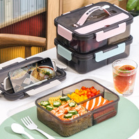 Boîte à lunch portable en plastique séparée, chauffable, étanche, grande capacité, pour utilisation au micro-ondes, boîte bento pour étudiants