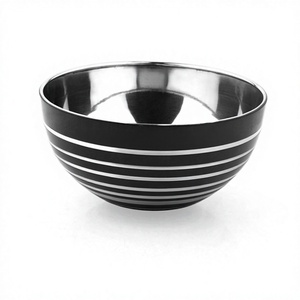 Bol à salade à rayures colorées bol à salade profond bol à mélanger en acier inoxydable avec Base en Silicone antidérapante colorée - Product Image 1