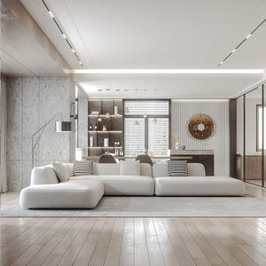 Divano in Pelle Bianca Stile Italiano per <span class=keywords><strong>Soggiorno</strong></span>, Combinazione Nordica Moderna Minimalista in Tessuto Tecnologico, Arredamento Angolare per Casa - Product Image 3