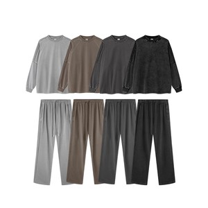 Dos camisetas de manga larga y un conjunto de dos piezas de lavabo informal Europeo Americano falso, retales palmeados Cleanfit Versatil - Product Image 1