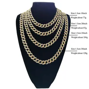 lab grown moissanite diamond silver jewelry Cuban link chain gemstone necklace for cool boy and girl