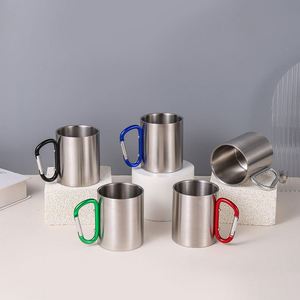 Tasse à café de voyage en acier inoxydable à double paroi pour le camping en plein air, avec mousqueton - Product Image 5
