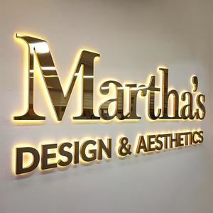 Letrero con Logotipo Iluminado con Halo de Acero Inoxidable de Primera Calidad, Diseño de Logotipo LED para Pared Interior, Logotipo 3D, Letrero LED Iluminado - Product Image 5