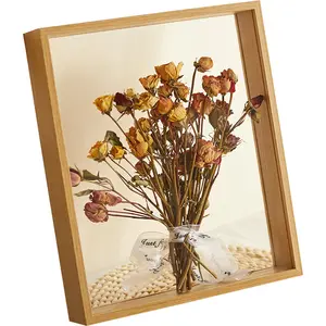 Marco de fotos de flores secas acrílicas, espécimen floral DIY tridimensional hueco, marco de exhibición de flores prensadas de doble cara