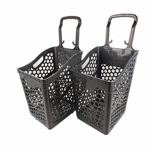 Tipo moderno del pettine del miele del cestino del supermercato di modo con lo shopping della maniglia di plastica delle ruote - Product Image 2
