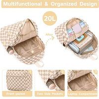 Tas Ransel Sekolah Anti Air Motif Geometris Bahan Corduroy untuk Remaja Putri SD SMP SMA, Tas Buku, Tas Travel, Tas Harian