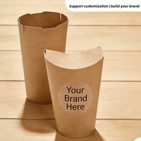 Gobelets en papier kraft jetables, personnalisés, imperméables et résistants à l'huile, pour frites, adaptés à l'emballage de plats à emporter