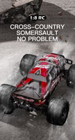 HOSHI N518 Coche RC 4WD 1/8, 100KM/h, Motor sin Escobillas, ESC 120A, 2.4GHz, Camioneta Monstruo Todoterreno de Alta Velocidad, 1/2/3 Baterías, RTR