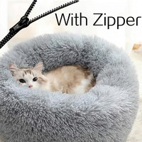 40cm XS Kleines Winter-Wasserdichtes Graues Kunstfell Beruhigendes Niedliches Reise-Hundebett Super Weiches Festes Nest Donut Flauschig Abnehmbar
