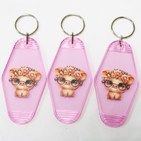 Porte-clés promotionnels Kofei personnalisés avec logo, en plastique ABS transparent scintillant, étanches, imprimés UV, style rétro vintage pour hôtels et motels