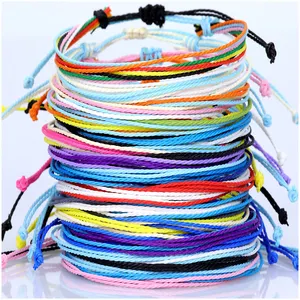 Blues wholesale 9 in 1 twisted friendship boho bracelet adjustable Multi-layer braided wax string bracelet for women girl gift