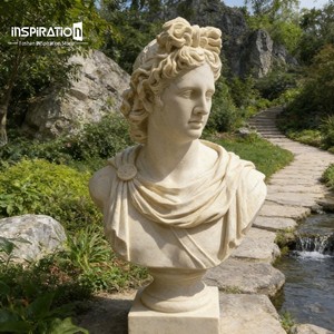 Buste de château européen en pierre moulée pour décoration de jardin, imitation grès européen - Product Image 1